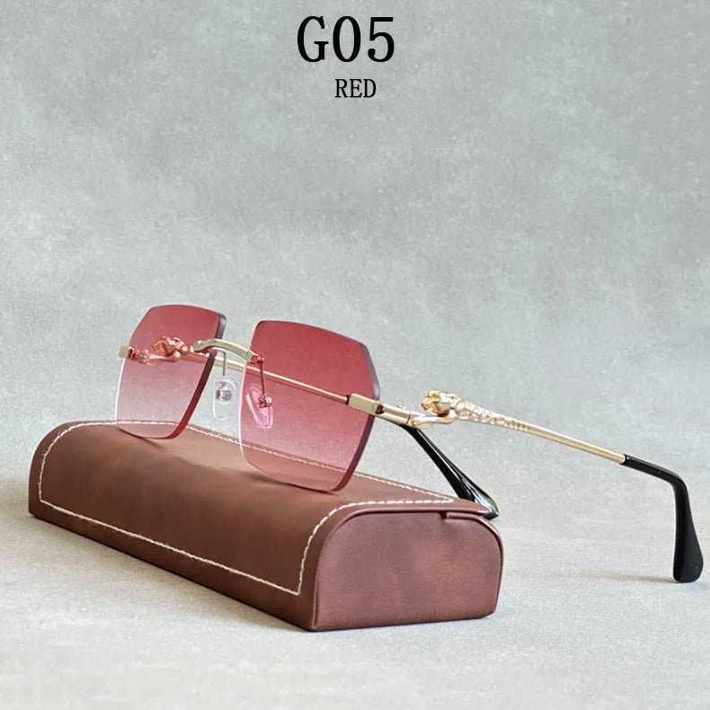 Pink Retro Luxe Vintage Rimless Men Sunglasses