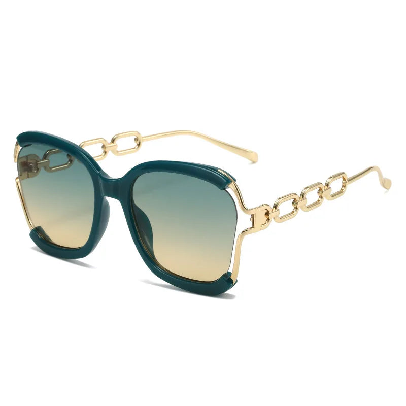 Green Retro Luxury Square Sunglasses