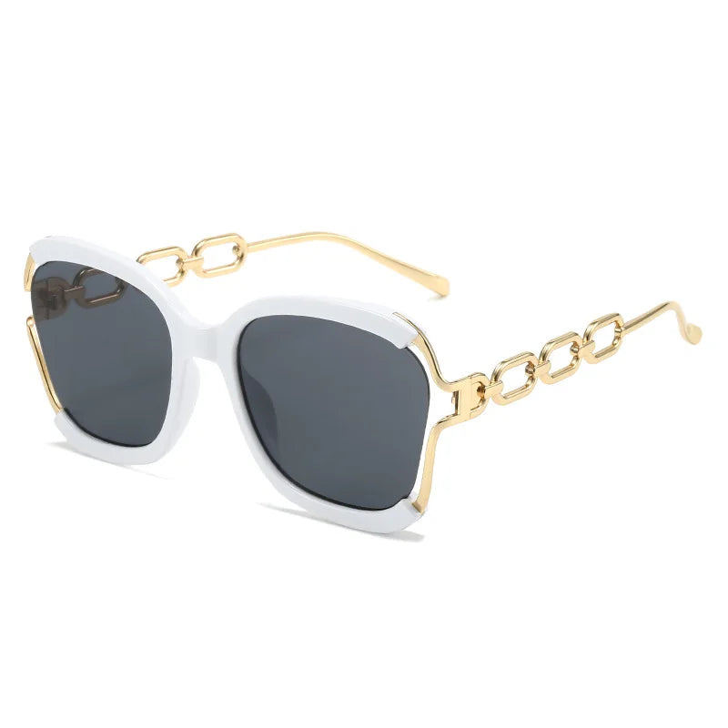 White Retro Luxury Square Sunglasses