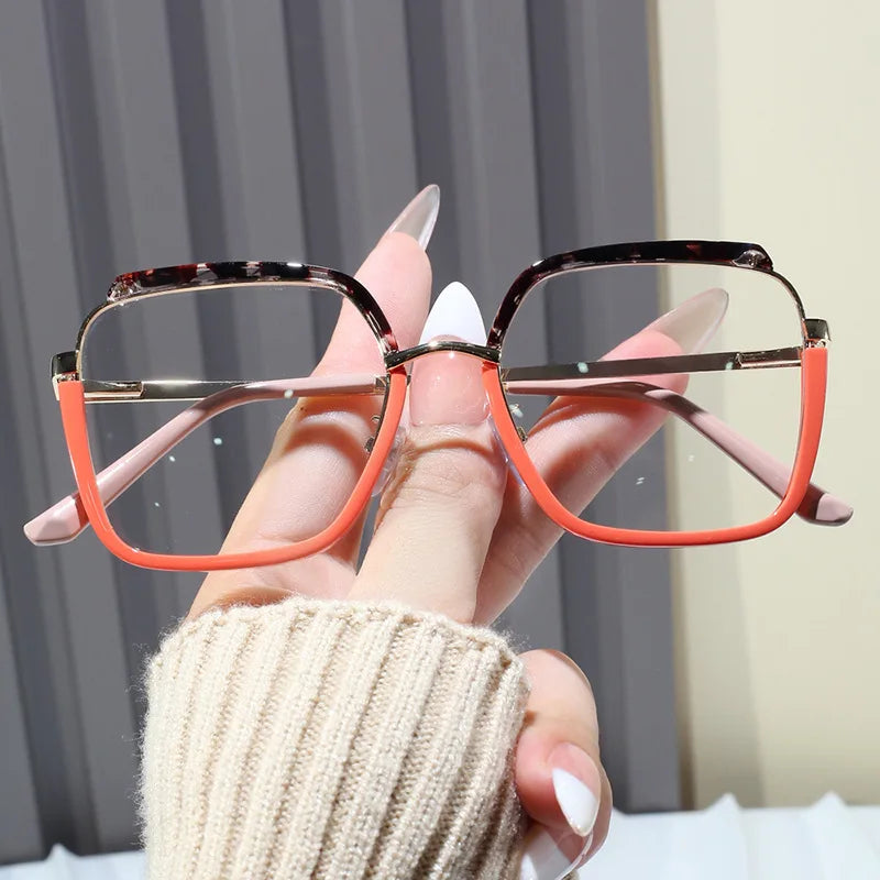 Orange Retro Myopia Blue Light Blocking Eyewear Glasses