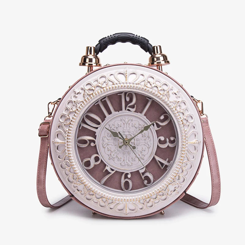White Retro Niche Design Clock Handbag