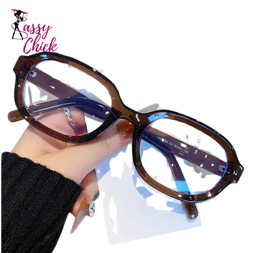 Retro Oval Frame Anti Blue Light Reading Optical Eyewear Sassy Chick Logo