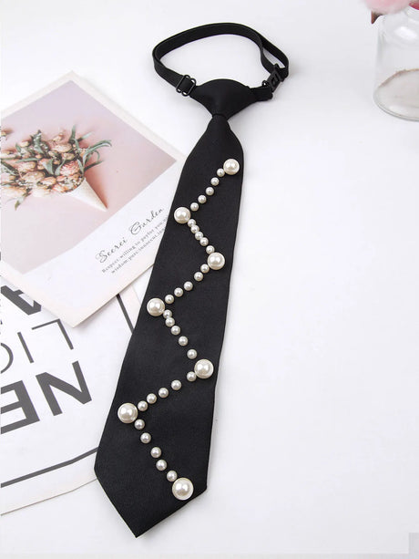 Retro Pearl Bowtie Necktie