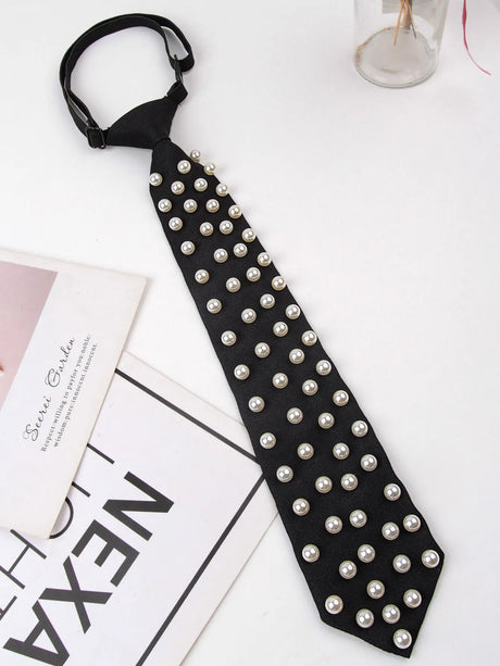 Retro Pearl Bowtie Necktie