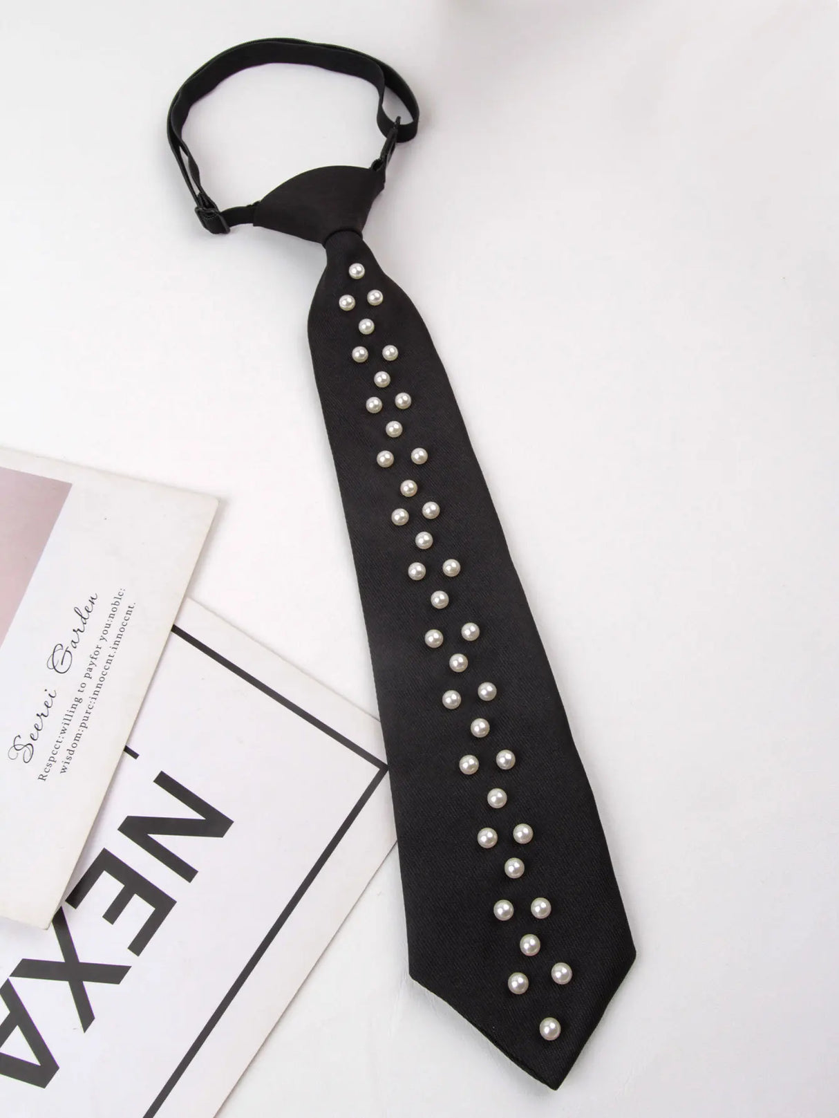 Retro Pearl Bowtie Necktie