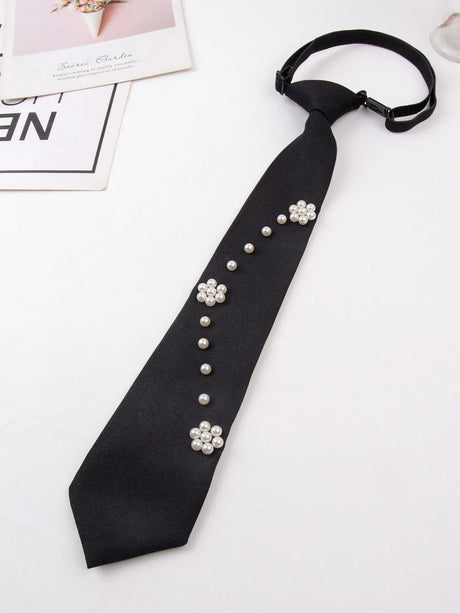 Retro Pearl Bowtie Necktie