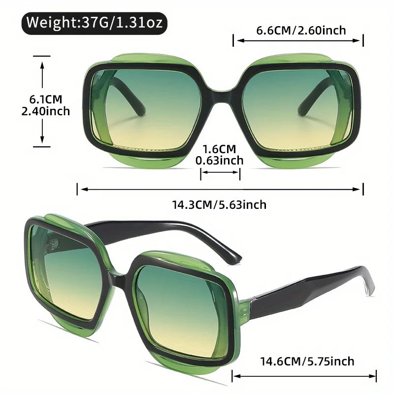 Size of Retro Polygonal Color Blocking Sunglasses