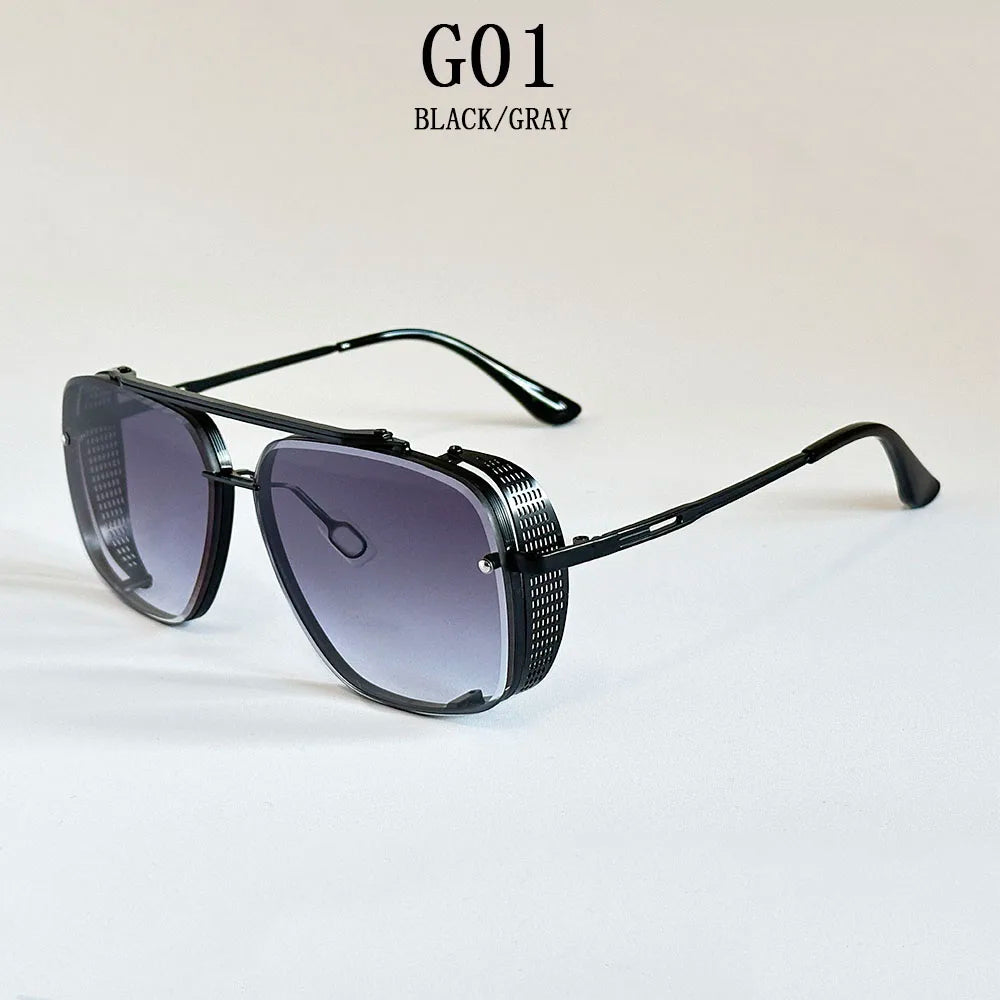 Retro Punk Square Steampunk Men Sunglass
