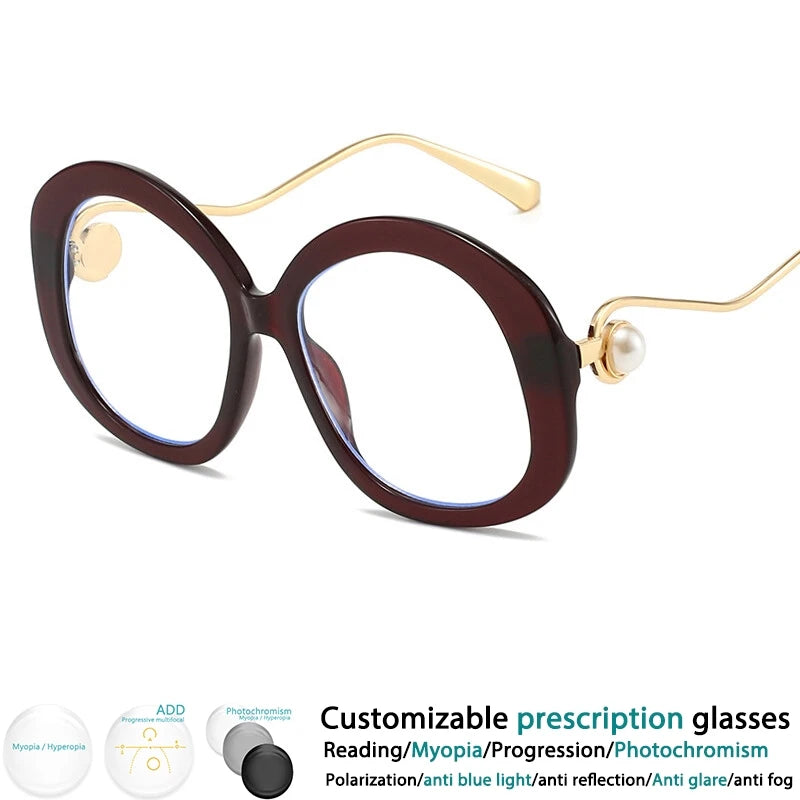 Brown Retro Resin Optical Spectacles Presbyopia Eyeglass