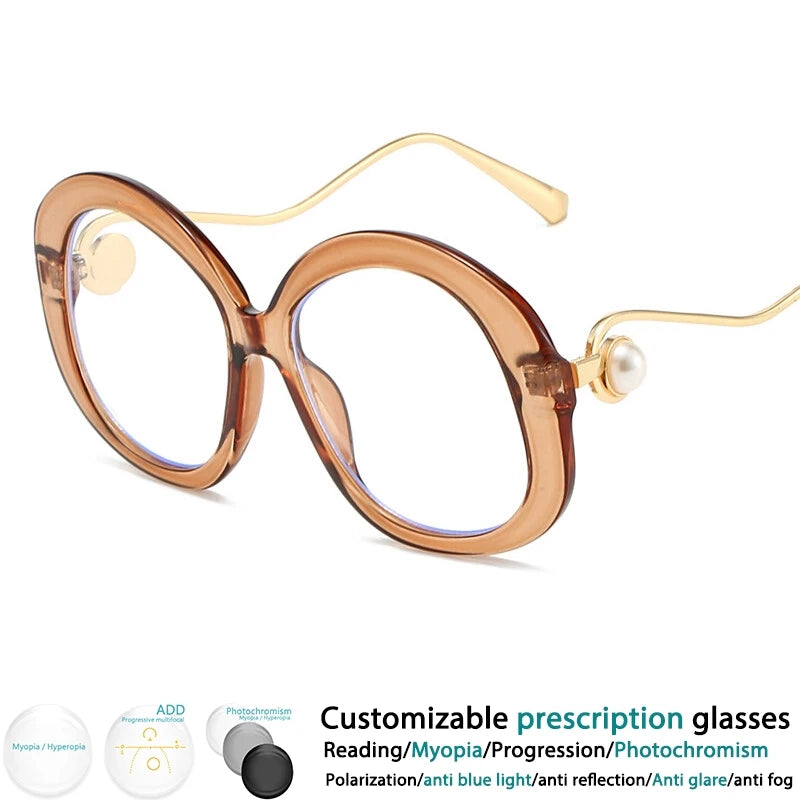 Transparent Brown Retro Resin Optical Spectacles Presbyopia Eyeglass