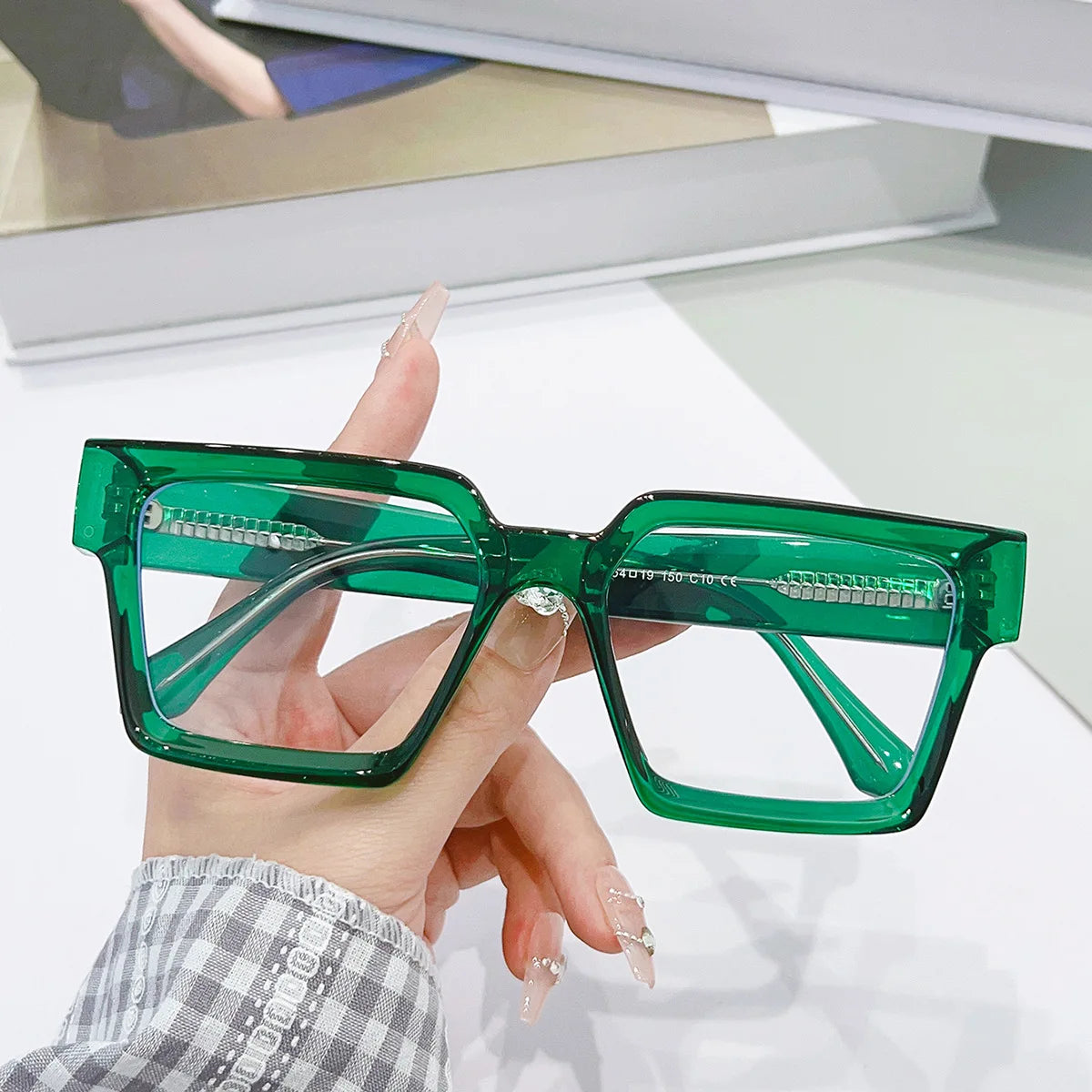 green Retro Square Candy Color Eyewear