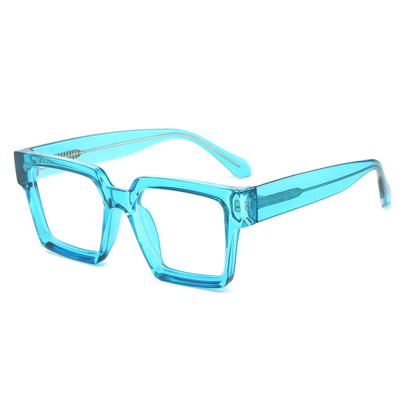 transparent blue Retro Square Candy Color Eyewear