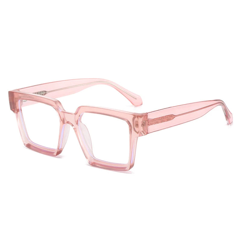 transparent pink Retro Square Candy Color Eyewear