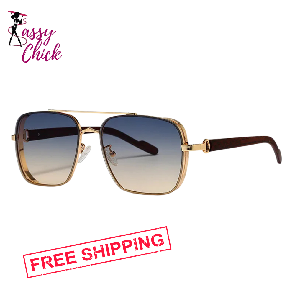Retro Steampunk Square Sunglasses Sassy Chick Logo