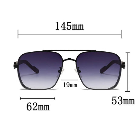 Size of Retro Steampunk Square Sunglasses For Men