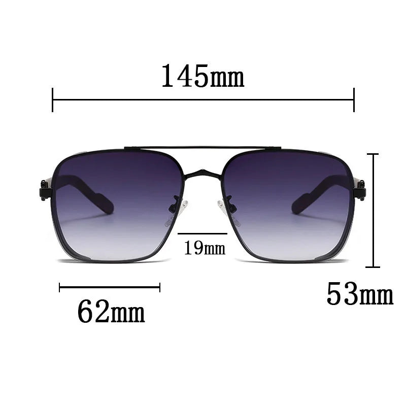 Size of Retro Steampunk Square Sunglasses For Men