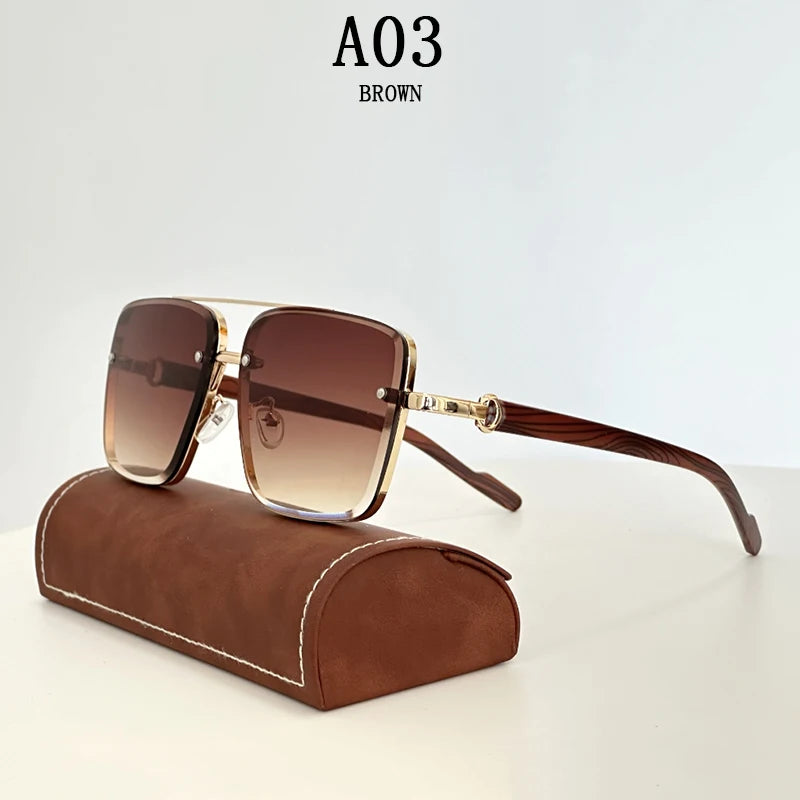 Brown Retro Steampunk Square Sunglasses For Men