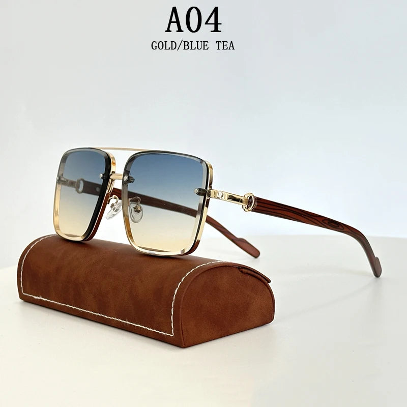 Blue tea Retro Steampunk Square Sunglasses For Men