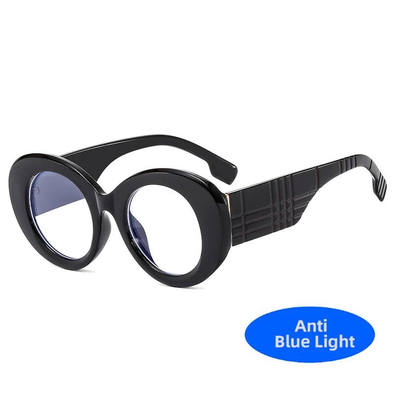 Black Retro Round Anti Blue Light Glasses