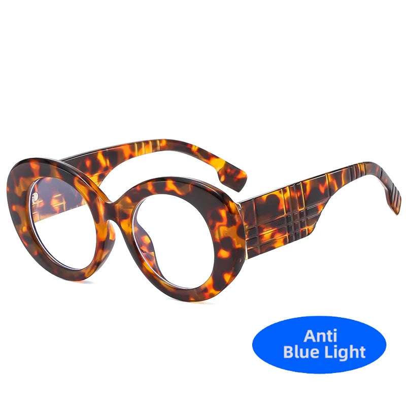 leopard Retro Round Anti Blue Light Glasses