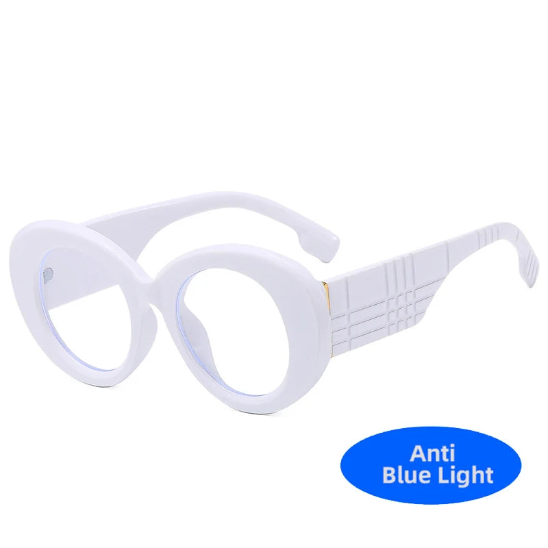 white Retro Round Anti Blue Light Glasses
