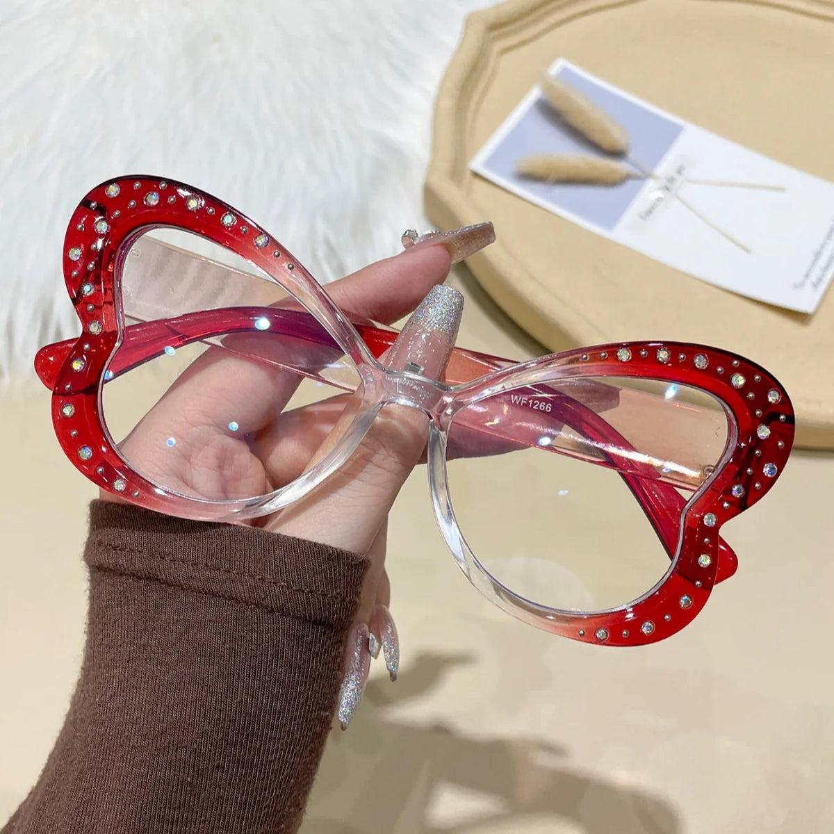 Red Retro Style Women's Fashionable Anti Blue Light Glasses