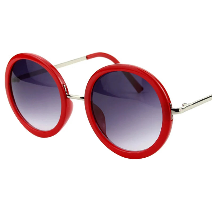 Red Retro Travel Drive Circle Frame Vintage Sunglasses