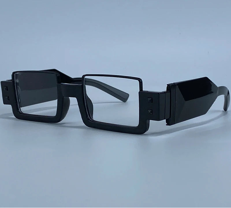 Black Retro Vintage Gothic Steampunk Rectangle Sunglasses