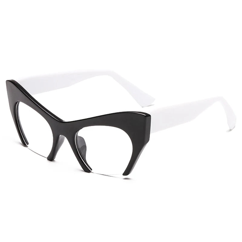 White black color frame Retro Women Half Frame Cat Eye Glasses