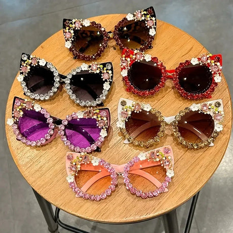 Collection of Rhinestone Cat Eye Flower Sunglasses