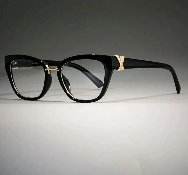 rhinestone cat-eye glasses black