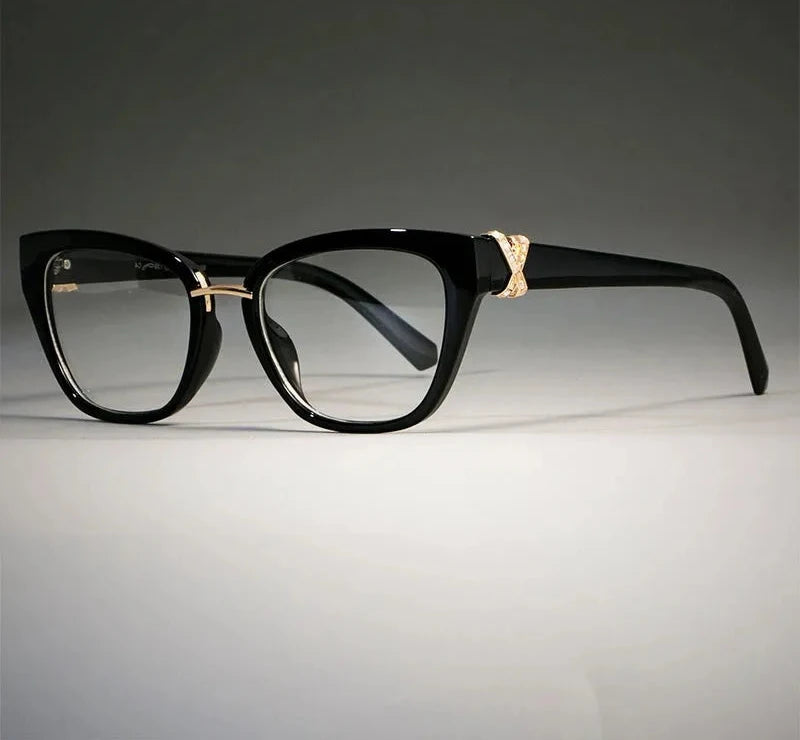 rhinestone cat-eye glasses black
