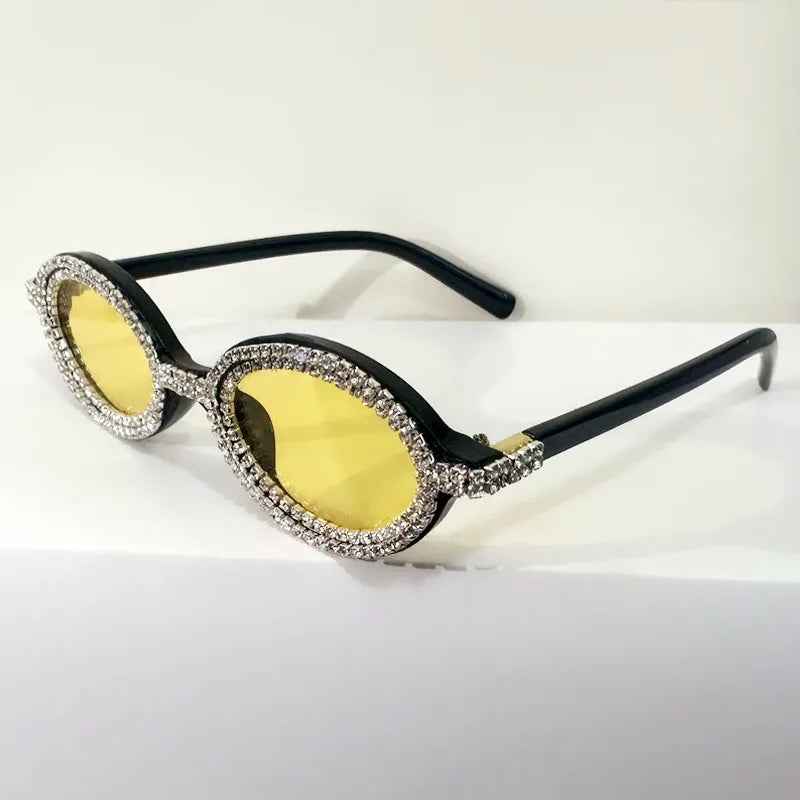Black Rhinestone Colorful Round Diamond Sunglasses