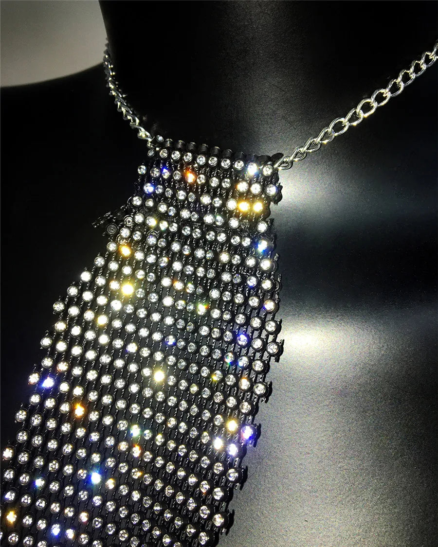 Rhinestone Fishnet Tie