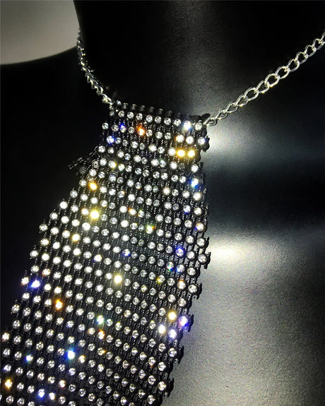 Rhinestone Fishnet Tie