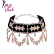 Rhinestone Flower Ribbon Collar Choker Sassy Chick Logo