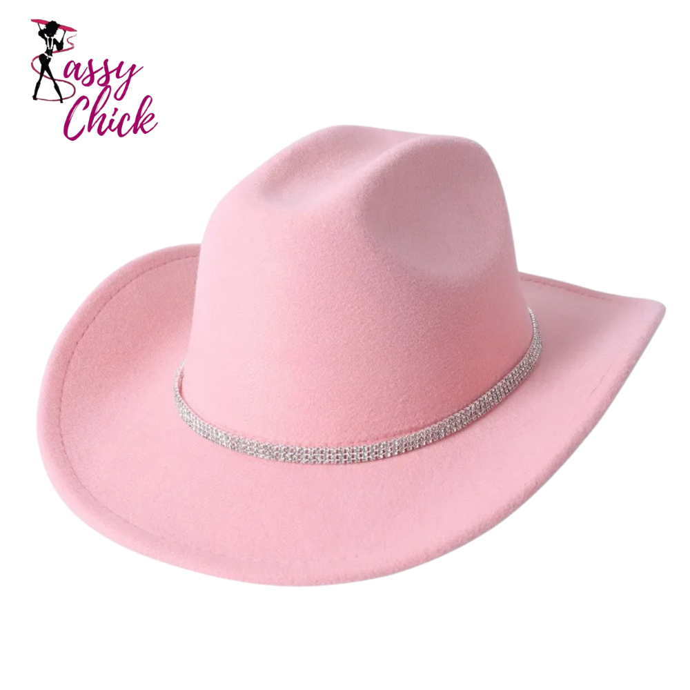 Rhinestone Girls Cowboy Hat Sassy Chick Logo