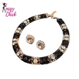 Rhinestone Square Earrings Necklace Set for Women Sassy Chick Logo