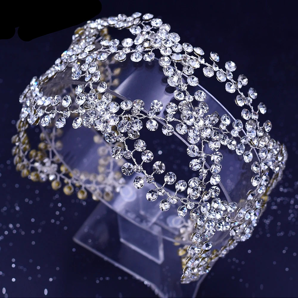 Silver Rhinestone Tiara Headdress Wedding Hair Accessories