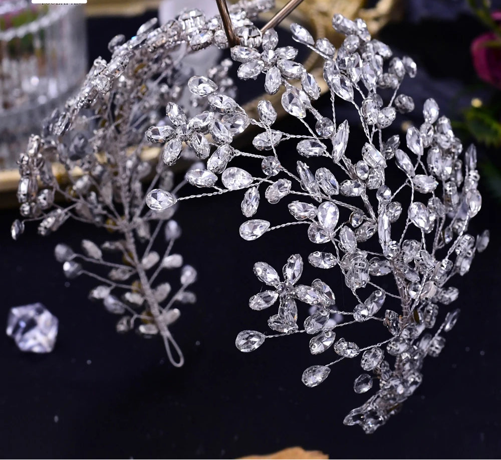Silver Rhinestone Tiara Headdress Wedding Hair Accessories