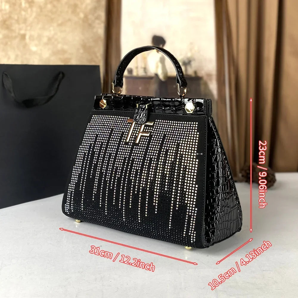 Size of Rhinestones Large Capacity Socialite Crossbody Bag