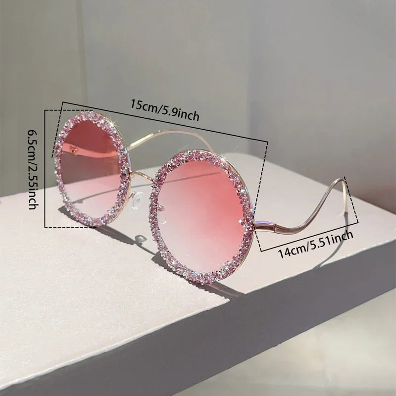 Size of Rhinestones Round Oversized Gradient Decor Sunglasses