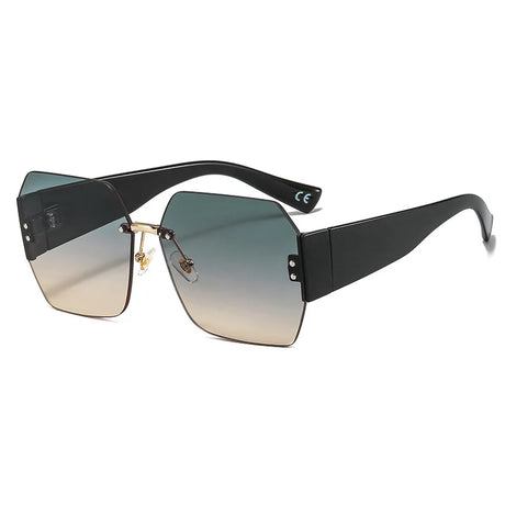 rimless flower square goggle sunglasses black