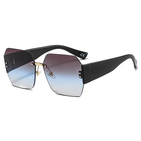 rimless flower square goggle sunglasses black