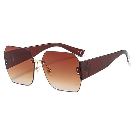 rimless flower square goggle sunglasses brown