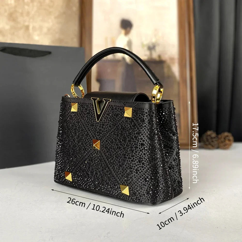 Size of Rivet Water Diamond Style Handbag