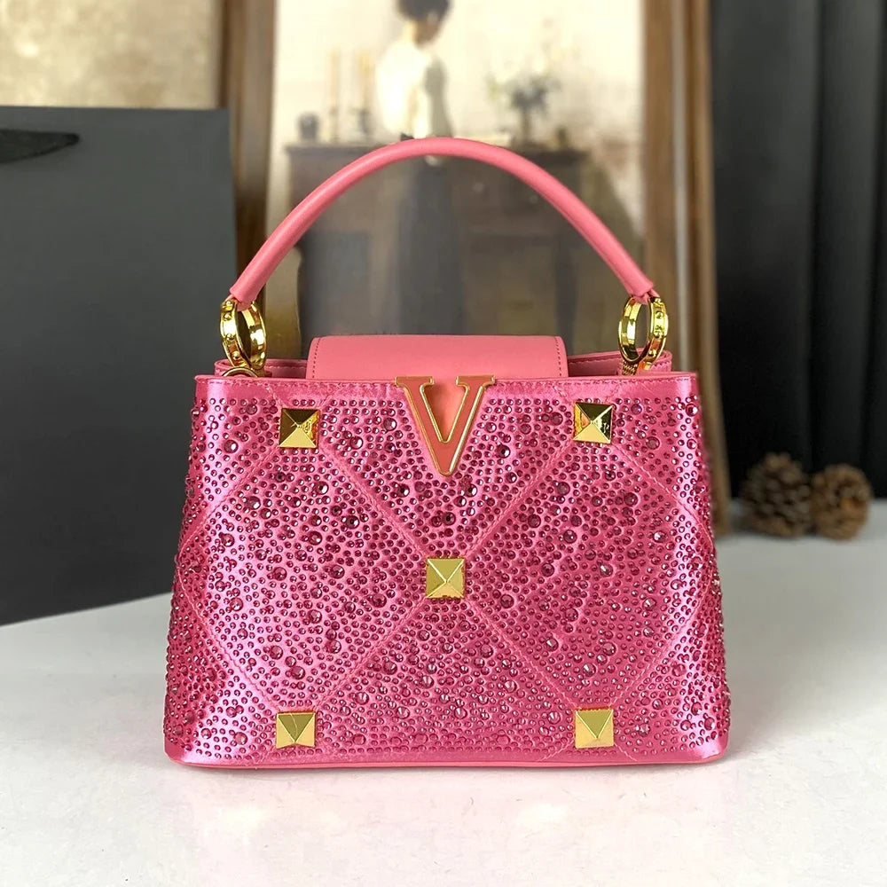 Pink Rivet Water Diamond Style Handbag