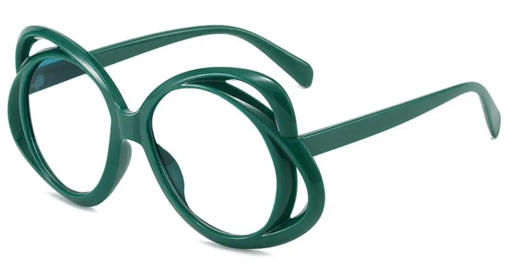 rose flower oversized reading glasses green
