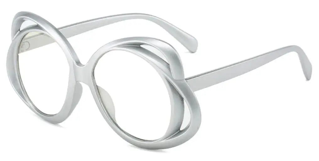 rose flower oversized reading glasses silver