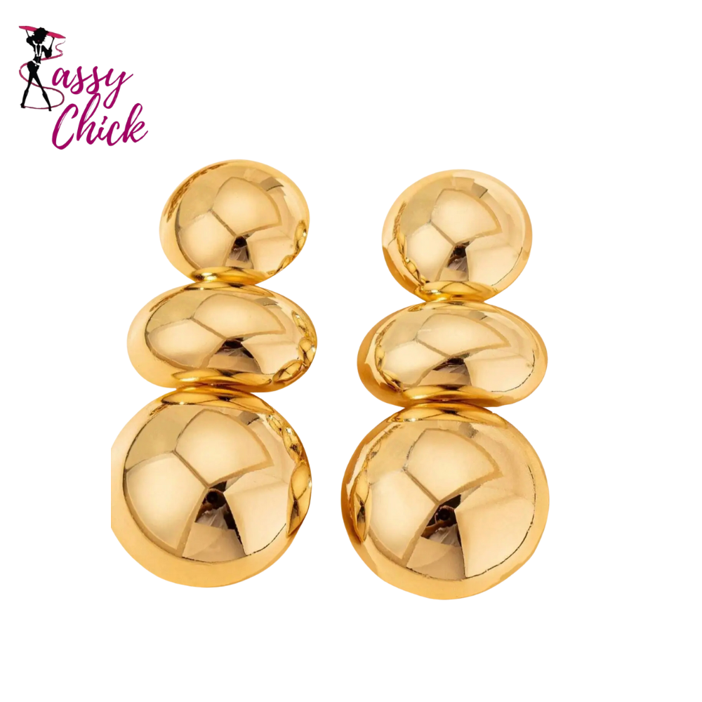 Round Exaggerated Geometric Earrings Sassy Chick Logo